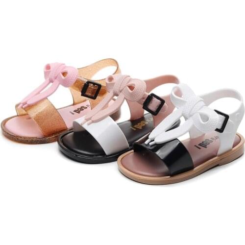 Mini Melissa Bow Shoes 2020 New Summer Girls Jelly Shoe Girl Non-slip Kids Beach Sandal Toddler Sandals Princess SH19030