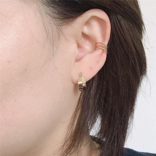 Trendy Gold Color Plating Flexible Material Hoop Earrings Multi Pack Ear Clip Small Dainty Casual Modern Jewelry Accessory
