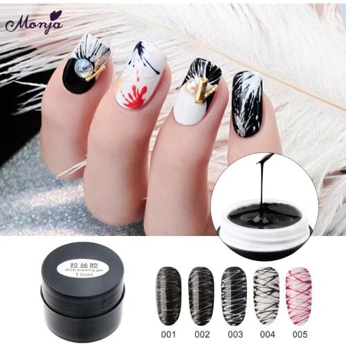Monja 5 Colors Nail Art Creative Varnish Pulling Painting Spider Gel Line Silk Point Drawing Random DIY Design Manicure Tool