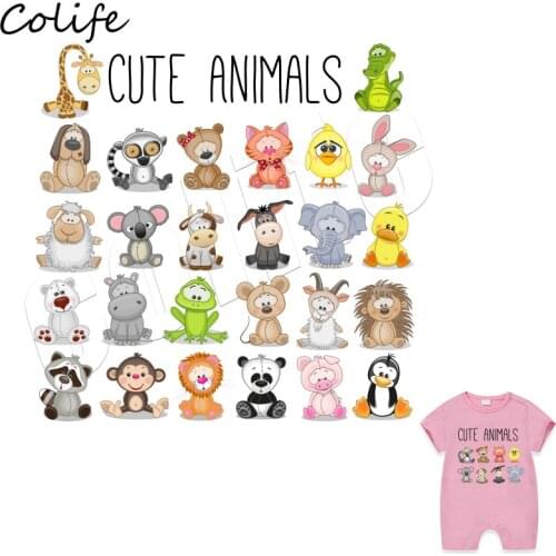 Cartoon Animal Set Patches DIY Accessory Heat Transfer Stickers For Clothing Easy Print By Household Irons