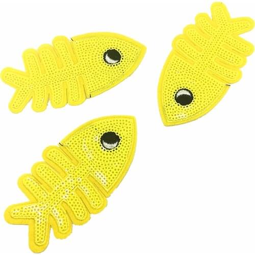 24pc Iron On Beaded Fish Bone Patch Sequin Patches For Clothing Applique Patchwork Appliques Parches Bordados Para Ropa AC1234