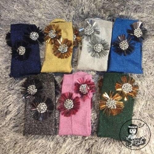 2020 Sokken Funny Socks Rushed New Arrival Fashion Handmade Custom Beaded Tassels Diamond Sun Flower Bright Stocks Casual Female