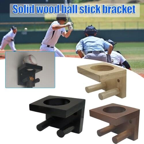 Newly Natural Full Size Bat and Ball Rack Softball Holder Wall Mount Wood Display Household