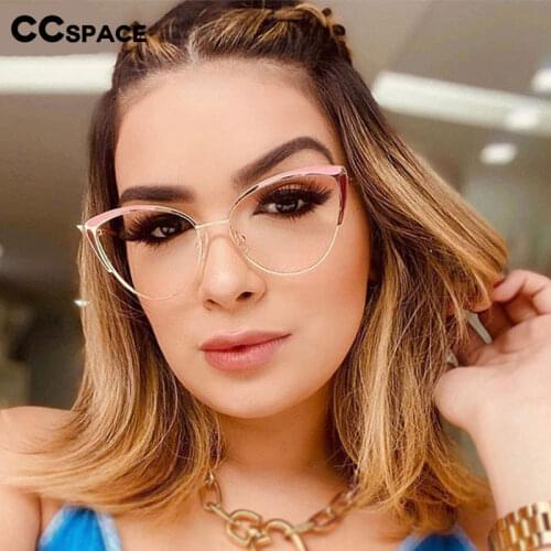 48221 Cat Eye Anti-blue Light Metal Glasses Frames Ultralight Women Optical Fashion Computer Glasses