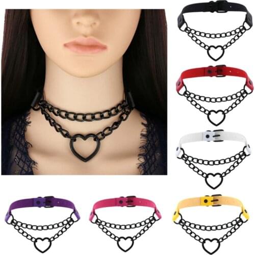 Sexy Black Chain Necklaces for Women Men Gothic Punk Statement Choker Necklace Cosplay Anime Harajuku Street Jewelry 2019