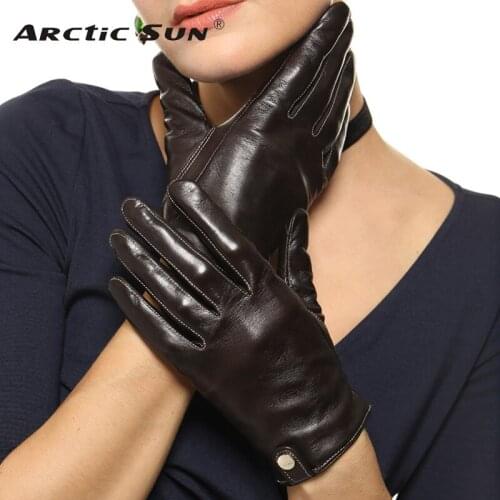 Special Offer 2020 Women Gloves Wrist Solid Sheepskin Genuine Leather Glove Fashion Short Design Driving Free Shipping EL033PN