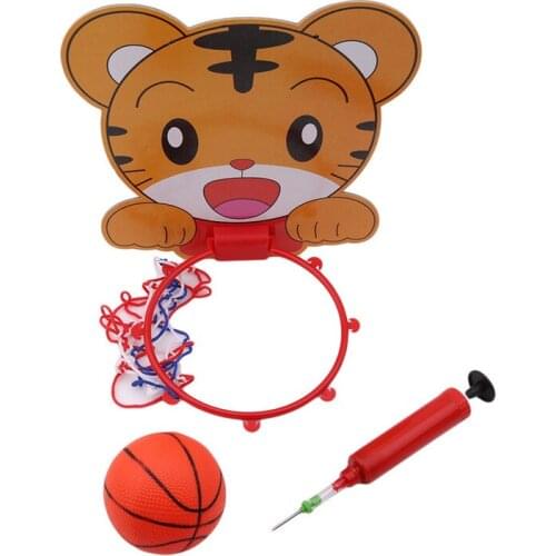 Indoor Adjustable Hanging Basketball Netball Hoop Portable Cute Animal Plastic Mini Basketball Box With Ball Children Kids Games