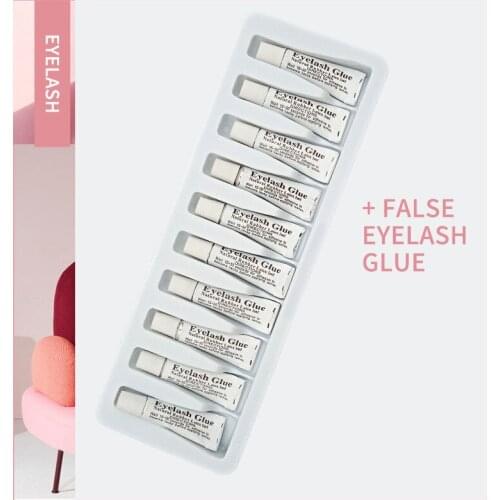 Strong Transparent False Eyelash Glue Waterproof Eyelashes Makeup Adhesive Stable and Lasting Eye Makeup Tools 1 box/10 pcs