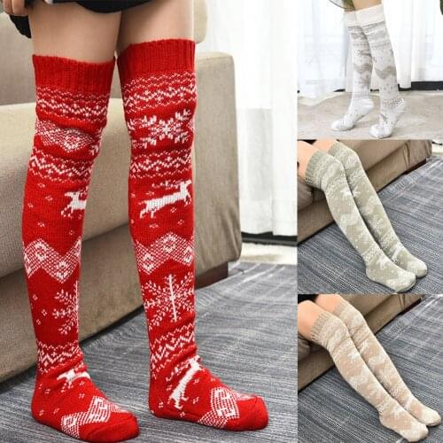 Christmas Socks Women Knitted High Over The Knee Lovely Warm Comfortable Thick Long Socks Winter Christmas Stockings Gifts