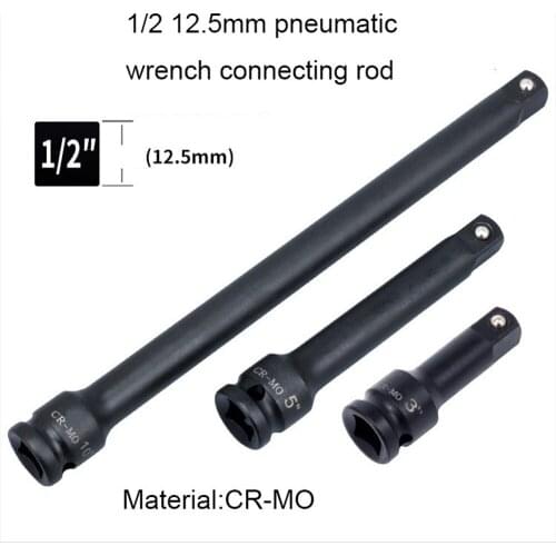 CR-MO Pneumatic Drive Socket Wrench 1pc 1/2" 12.5mm 3"/5"/10" Extension Bar Black Extension Rod Hand Tool Auto Repair Tool