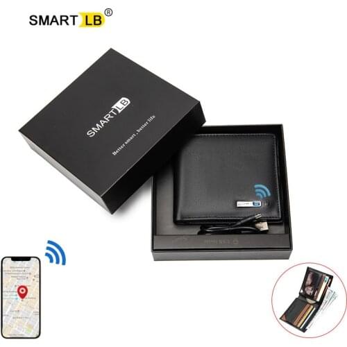 Smart Wallets Bluetooth tracker Anti-lost GPS Record Genuine Leather Men Wallet Card Holder Short Thin Purse
