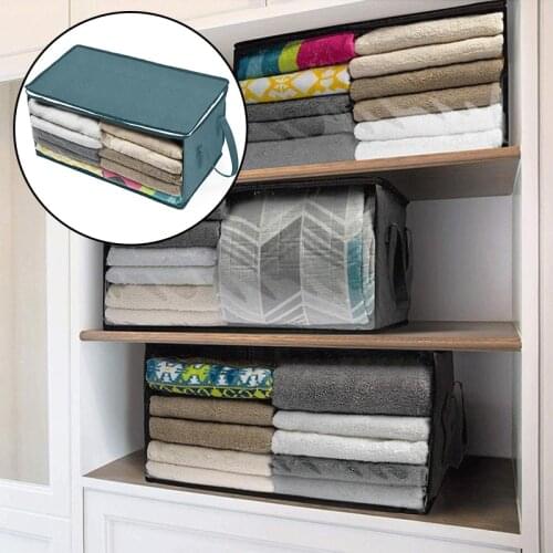 Thickened Non-woven Storage Bag Clothes Quilt Storage Box Travel Portable Storage Bin Folding Closet Organizer For Space Saver