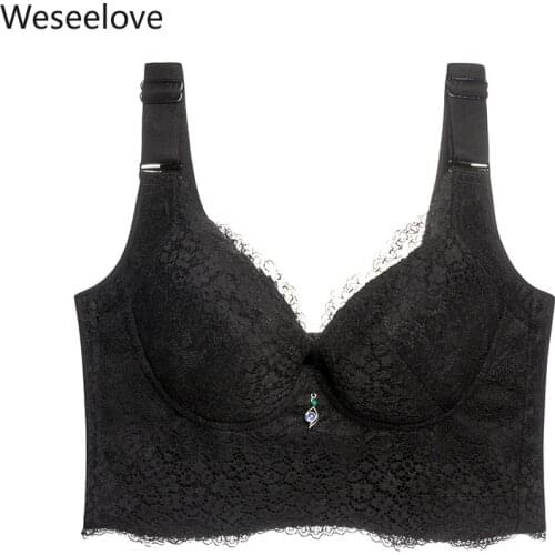 Weseelove 2020 New Sexy Push Up Bra for Big Boobs Plus Size Bra Big Cup Wire Free Lace Bralette Top Bra for Women Lingerie X41-2