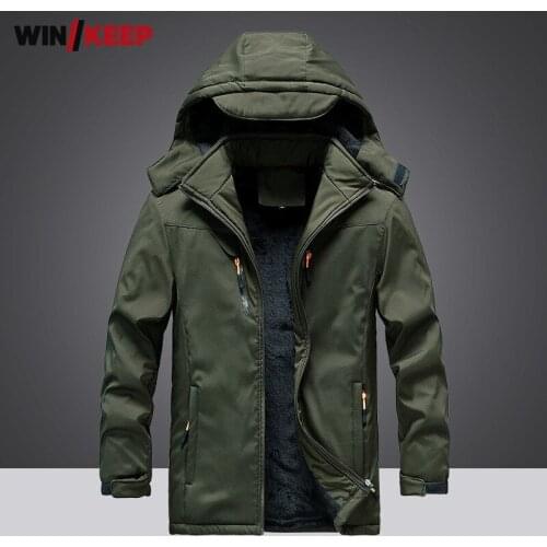 Winter Thicken Fleece Lining Hiking Jacket Mens Travel Windproof Warm Hooded Windbreaker Coat Male Outdoor Sport Camping Jackets