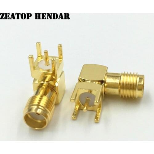 1000Pcs Brass SMA Female Pin Right Angle Jack Male Pin 4 Leg PCB Mount Plug Straight RF Coaxial Connector Gold Plated