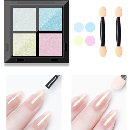 4 Color/Box Nail Mirror Glitter Set Rub Dipping Powder For Nails Manicure Mirror Mermaid Nail Dust Polishing Pigment