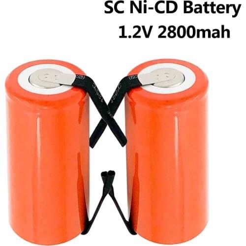 4PC SC Batteries Screwdriver Electric Drill 1.2V 2800Mah Ni-CD Sub C Rechargeable Battery with Tab for DIY Power Tool NiCd SUBC
