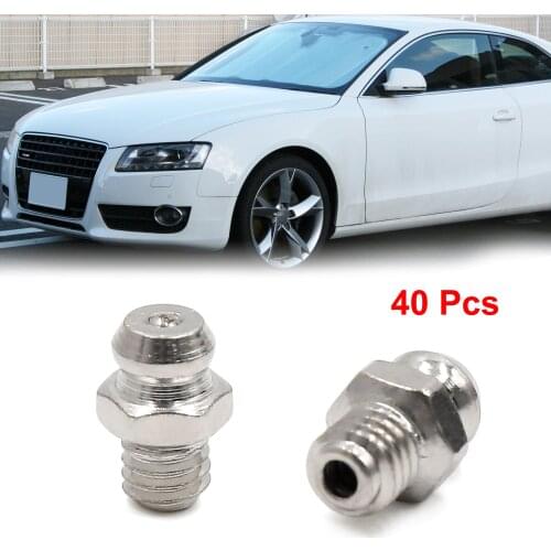40pcs M6 x 1 Nickel Plated Straight Grease Nipple Metal Fitting For Motorbike Car Truck