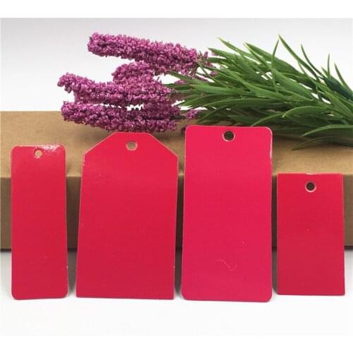 50Pcs/Lot Handmade Smooth Rose Red Paper Wedding Note T Head Quadrilateral Hanging Tags For Luggage Graffiti DIY Accept Custom