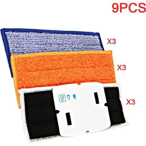 9pcs/lot robot cleaner brushes spare parts 3pcs Wet Pad Mop +3pc Damp Pad Mop + 3pcs Dry Pad Mop for iRobot Braava Jet 240 241