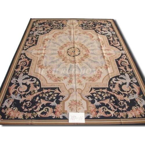 Free shipping 11.9'x15.2' Aubusson woolen carpe aubusson design area carpet hand woven woolen rug