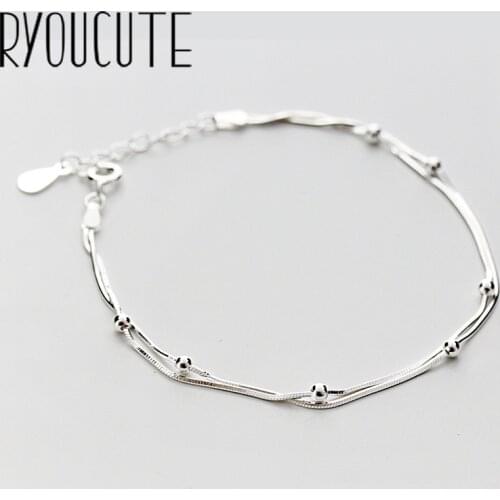 Brand Fashion Silver Color Beads Bracelets for Women Chains Bracelets Summer Beach Jewelry