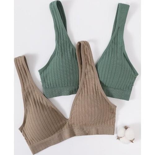 Womens Top Seamless Underwear Tube Top Bra Female Deep V Crop Top Sports Lingerie Bandeau Bra Tops Girls Fitness Cropped Cami