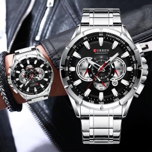 New Mens Watches CURREN Top Brand Luxury Chronograph Waterproof Sports Watch For Men Date Steel Quartz Clock Relogio Masculino