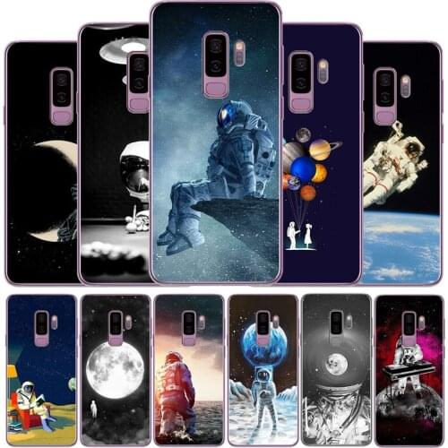 Space Astronaut Moon phone case For Samsung S7 S8 S9 S10 S20 EDGE Plus Lite note8 note9 note10 soft Back Cover Silicone