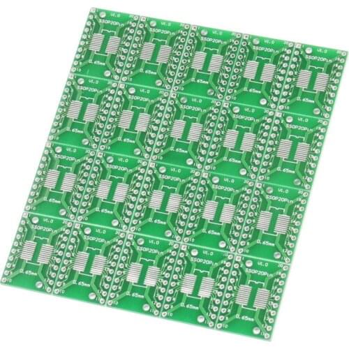 Cheap 20pcs SOP20 SSOP20 TSSOP20 to DIP20 1.27mm 0.65mm Adapter PCB Converter Plate