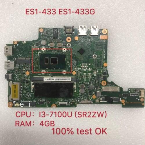 For Placa principal de EJ4DA REV: 2.0 nbglr11004 nb. glr11.004 I3-7100U 4gb ram placa-mãe para acer aspire ES1-433 ES1-433G