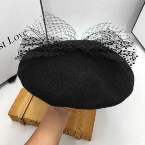 Edition berets for women hat popular logo painter with black bowknot and nets womens hats