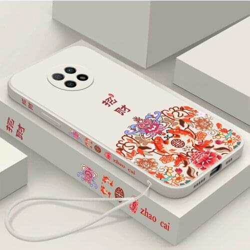 Chinese Auspicious Retro Palace Soft Gel Liquid Silicone Phone Cases For Xiaomi Redmi Note9 5G Casing With Phone Straps