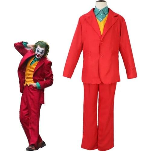 Adult Kids Movie Joker Arthur Fleck Cosplay Costumes Joaquin Phoenix Kids Adult Suits+Vest+T-shirt+Pants Clown Party Halloween