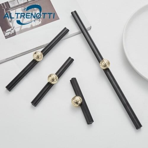 Cabinet Furniture Metal Handle Modern Zinc Alloy Black Gold Door Pull For Kitchen Drawer Cupboard Wardrobe Dresser Knob Hardware