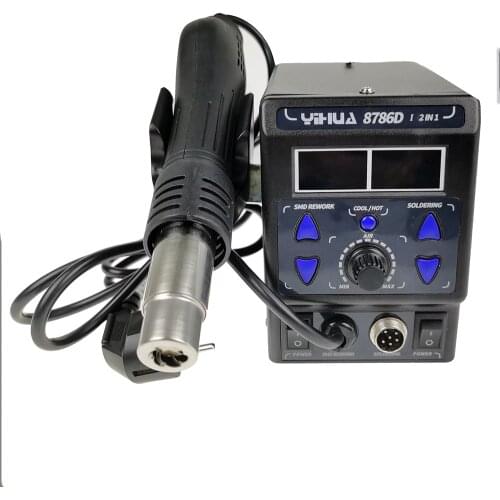 Upgraded Version SMD Soldering Station Double Digital Display Cool Hot Air Gun Soldering Iron Rework Station 2 in 1 YIHUA8786D-I
