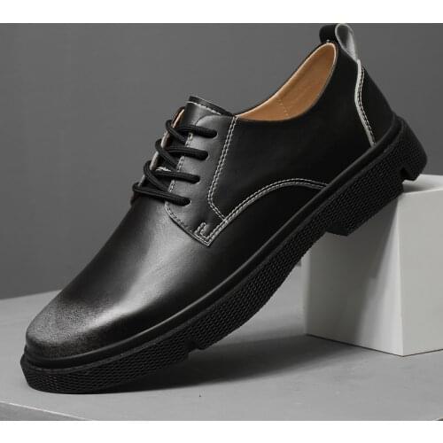 Men shoes new fashion casual mens shoes trend business Genuine leather shoes wear-resistant Outdoor Driving Work Shoes