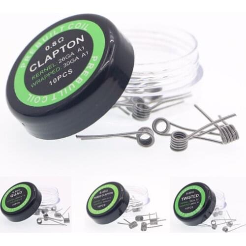 10pcs/box Ni80 Coil SS316L Alien Fused Clapton Heating Wire for Electronic Cigarette Liquid Cotton RDA RTA Tank Vape Coil