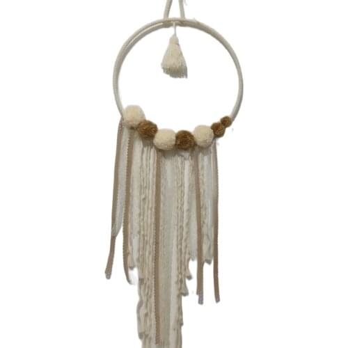Handmade Wall Decoration in Different Shades of Cream and Brown with Pompom