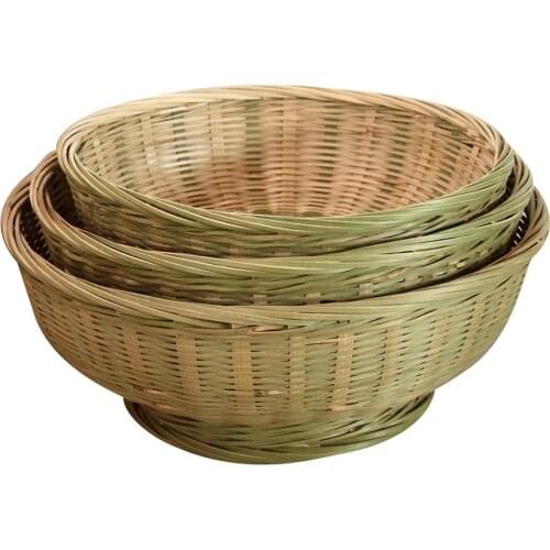 Natural Handmade Bamboo Baskets Fruit Vegetables Bread Rattan Basket Bamboo Sieve Storage Basket Washing Basket Drain Basket