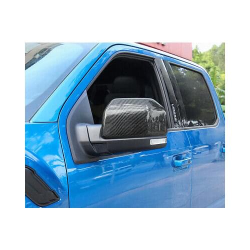Carbon Fiber Rearview Side Mirror Cover Trim 2pcs For Ford F150 F-150 2015-2020
