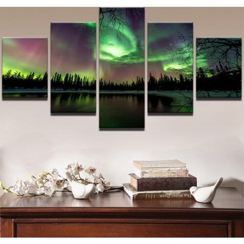 Print Paintings HD Canvas Art Painting For Living Room Wall Decor 5 Pieces Operation Aurora Borealis Decoration Picture Modular