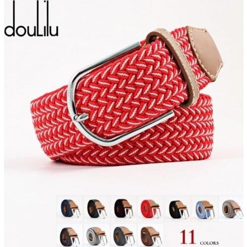 2020 Fashion Unisex Casual Knitted Strap Woven Canvas Elastic Stretch Waist Belt Luxry Brand Adjustable Expandable Waistband
