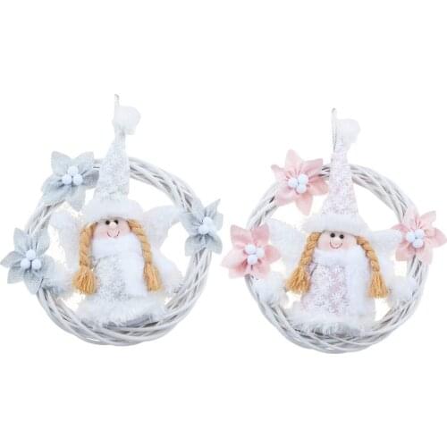 Christmas Angel Wreath Cute Angel Vine Ring Pendant Door Window Hanging Ornament Home Party Decoration