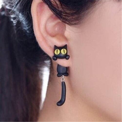 New Fashion Female Handmade Cartoon 3D Polymer Clay Animal Earrings Cute Cat Stud Earring Ear Stud Jewelry For Women Girls