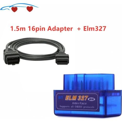 Male to Female Connector 16PIN Elm327 OBD OBD2 Car Diagnostic Adapter For ELM 327 OBDII 16PIN Cable 1.5M 150CM 5Feet Extension