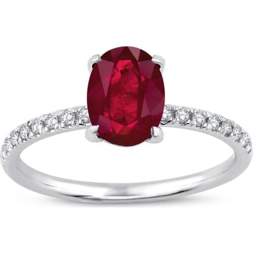 Symbol Gold 1.80 Carat Diamond Ruby Ring Baguette Chic Jewelry LoverRings Engagement Anniversary Wedding For Women