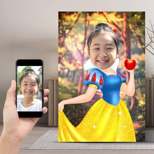 Disney Princess Head Portrait Family Custom Canvas Poster Decor Custom Personalized Printing Picture Wall Art Children Gifts