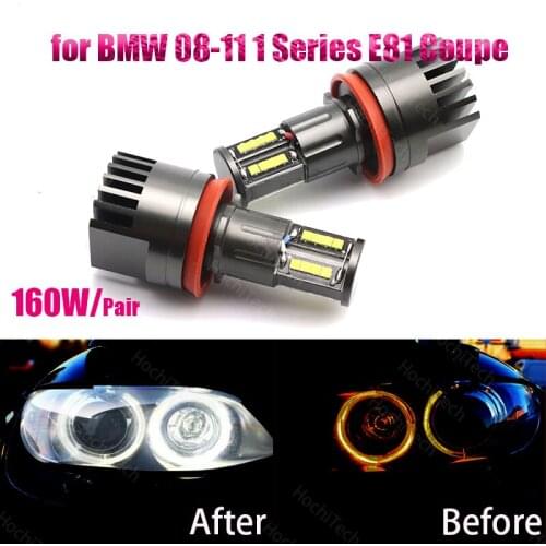 160w Led Marker Car Angel Eyes for BMW 2008-2011 1 Series E81 Coupe White LED Halo Angel Eye Headlight Bulbs