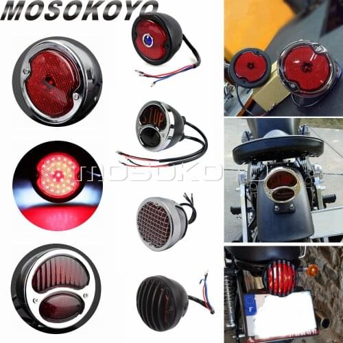 LED Motorcycle Side Mount License Plate Tail Light Cafe Racer Rear Stop Lamp Brake Taillights For Harley Custom Bobber Chopper